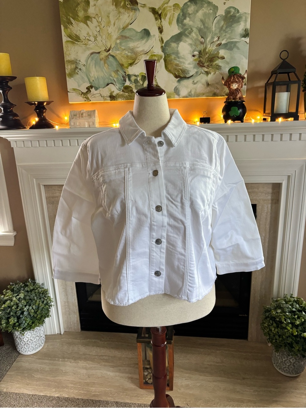 *NEW* Chico’s Cropped Denim Jacket 3/4 Sleeve - No-Stain - Size 20/22